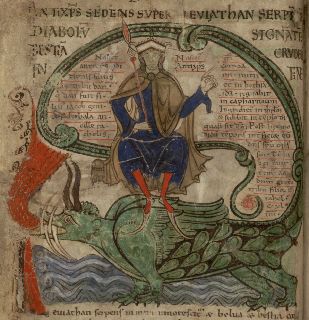Leviathan as dragon-like sea beast, ridden by the Antichrist